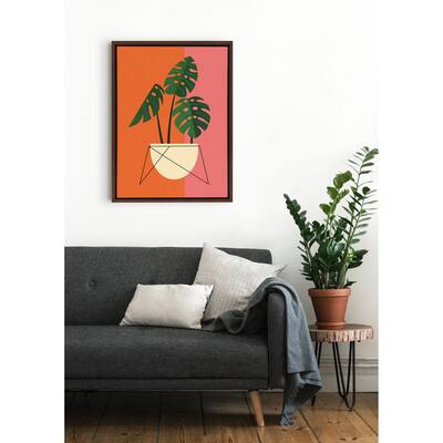 Kate and Laurel Sylvie Monstera Framed Canvas by Amber Leaders Designs