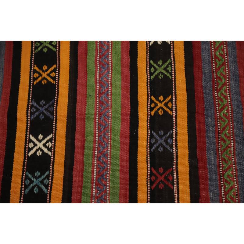 Hand Woven Oriental 100% Wool Carpet Southwestern Tribal Multi-Colored Kilim Area Rug - 9' 4'' X 5' 5''