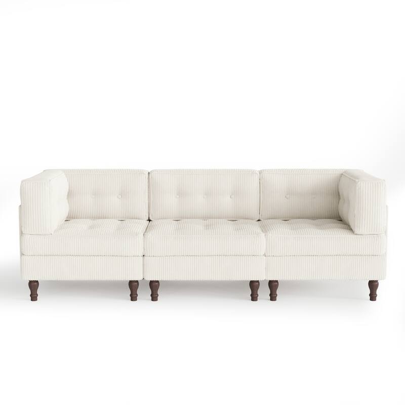 98"W Modular Upholstered Corduroy Sectional Sofa for Living Room