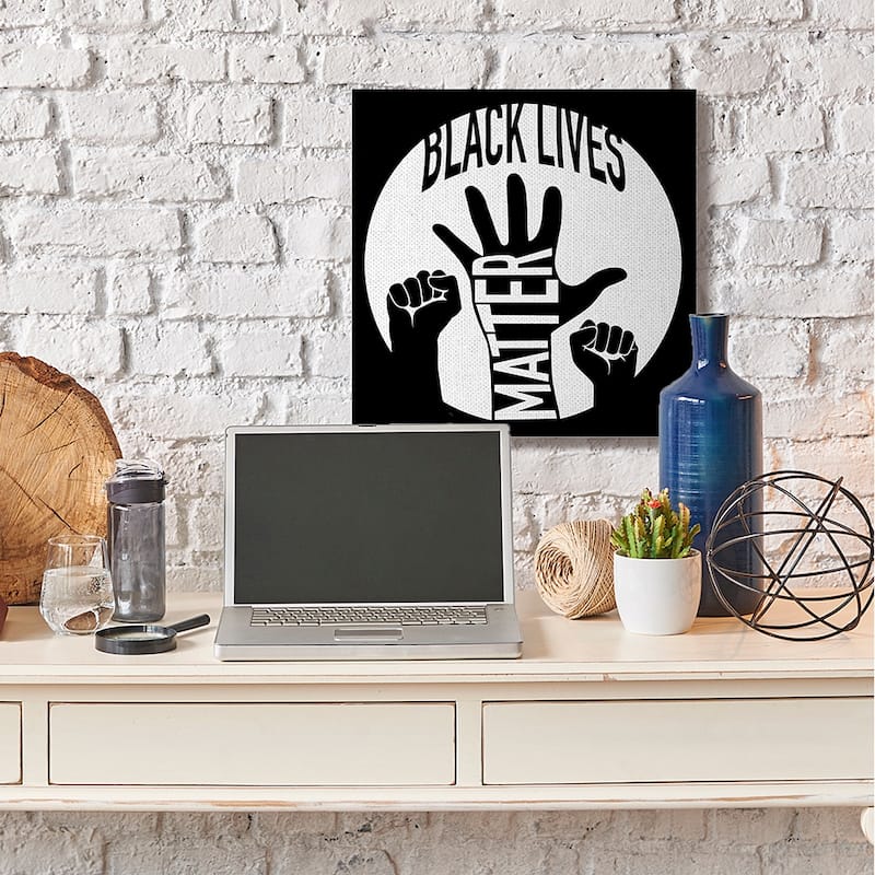 Stupell Black Phrase United Raised Hands Canvas Wall Art Design By Marcus Prime
