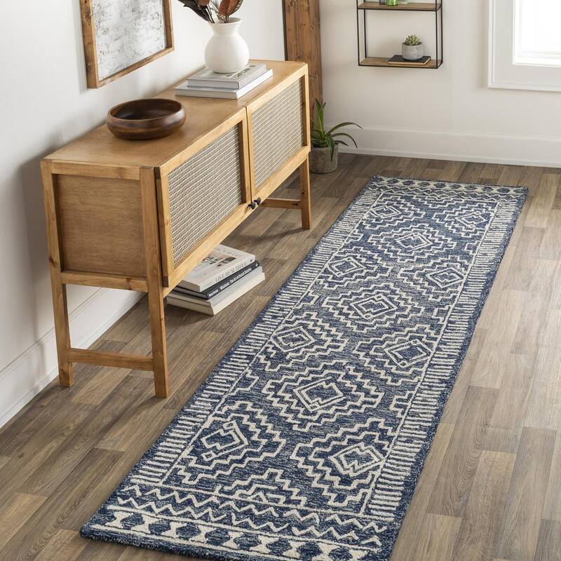 Livabliss Bohemian & Eclectic Granada Tribal Area Rug - 2'6" x 8' - Navy