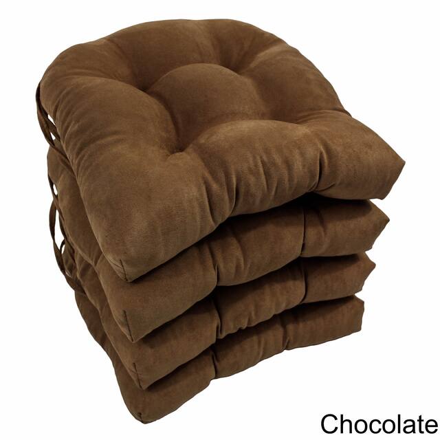 Blazing Needles 16-inch U-shaped Microsuede Chair Cushion (Set of 4) - Chocolate