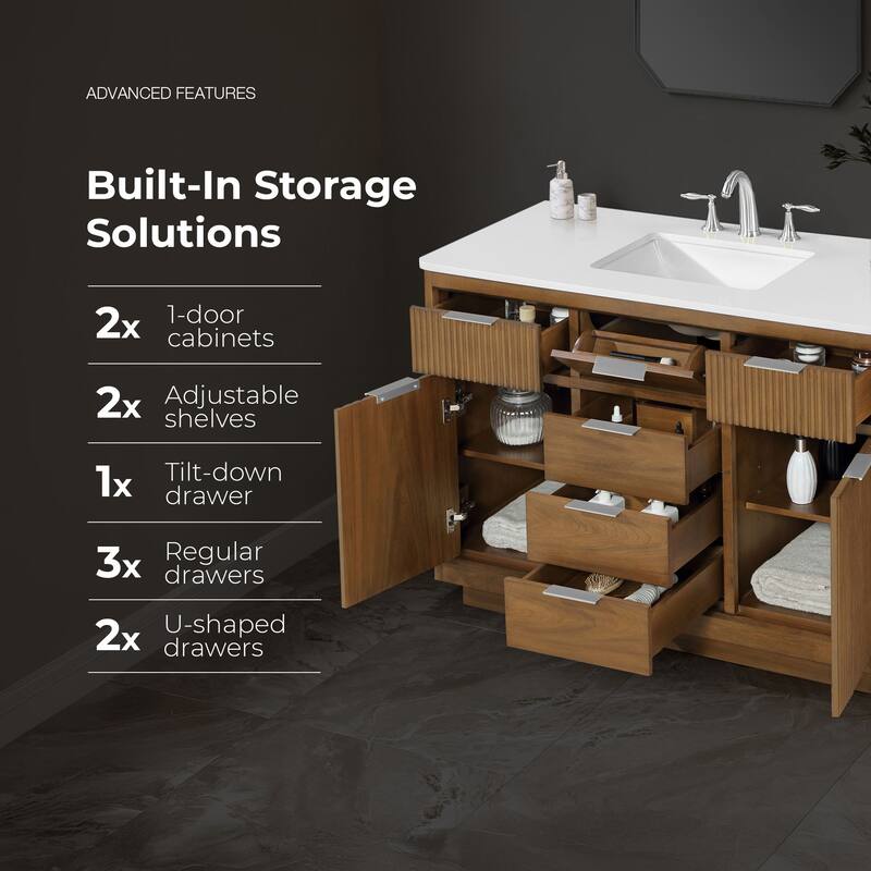 OVE Xander Bathroom Vanity with White Engineered Stone Top