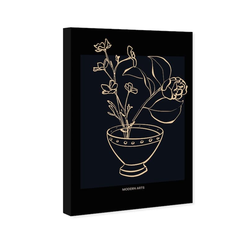 Wynwood Studio Canvas Floral and Botanical Modern Rose Black and Modern & Contemporary Wall Art Canvas Print - Black, White