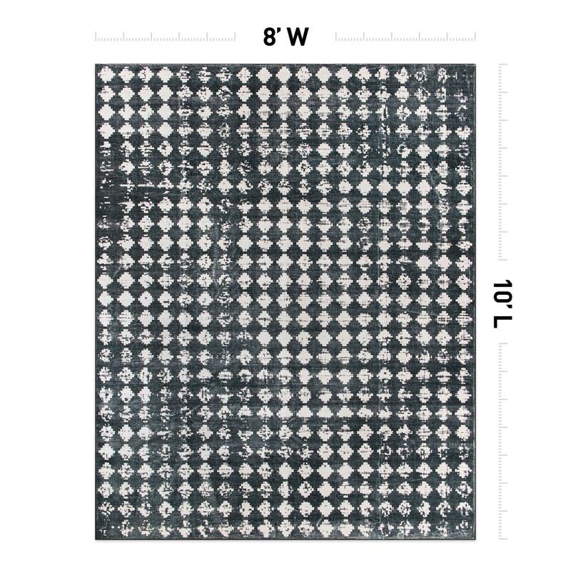 World Rug Gallery Geometric Distressed Abstract Washable Non Slip Area Rug