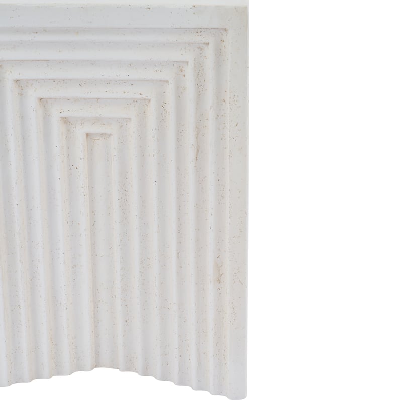 Christopher Knight Home - Camden 20.08''H Outdoor Minimalist Geometric MGO Side Table, Inverted Base & Layered Groove Design