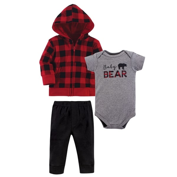 slide 1 of 1, Little Treasure Baby and Toddler Boy Hoodie, Bodysuit or Tee Top, and Pant Set, Baby Bear 0-3 Months - Baby Bear