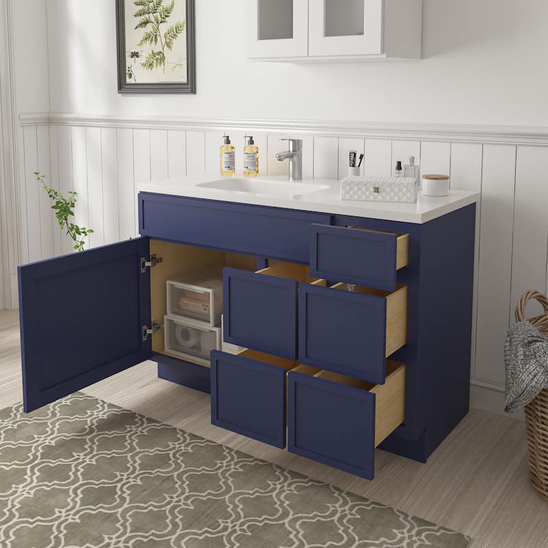 Vanity Art 48" Birch Freestanding Bathroom Vanity Cabinet without Top