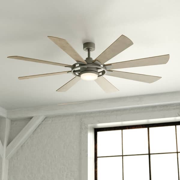 slide 2 of 16, Burlington 68 in. Indoor Outdoor Windmill Ceiling Fan with Reversible Blades, LED Light Kit, Remote, 6 Speeds Efficient DC Motor 68-in W x 15-in H x 68-in D - Slate Gray