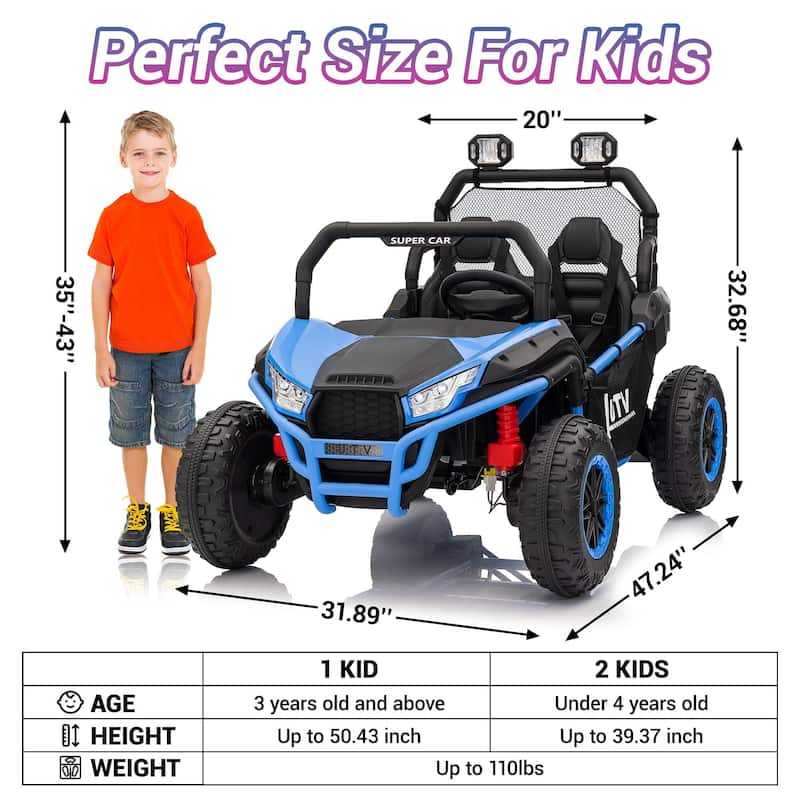 24V Kids Electric Car, 2-Seater UTV Off-Road