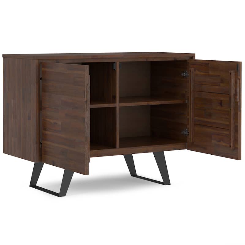 WYNDENHALL Mitchell Solid Acacia 40 inch Storage Cabinet in Distressed Charcoal Brown (Set of 2)