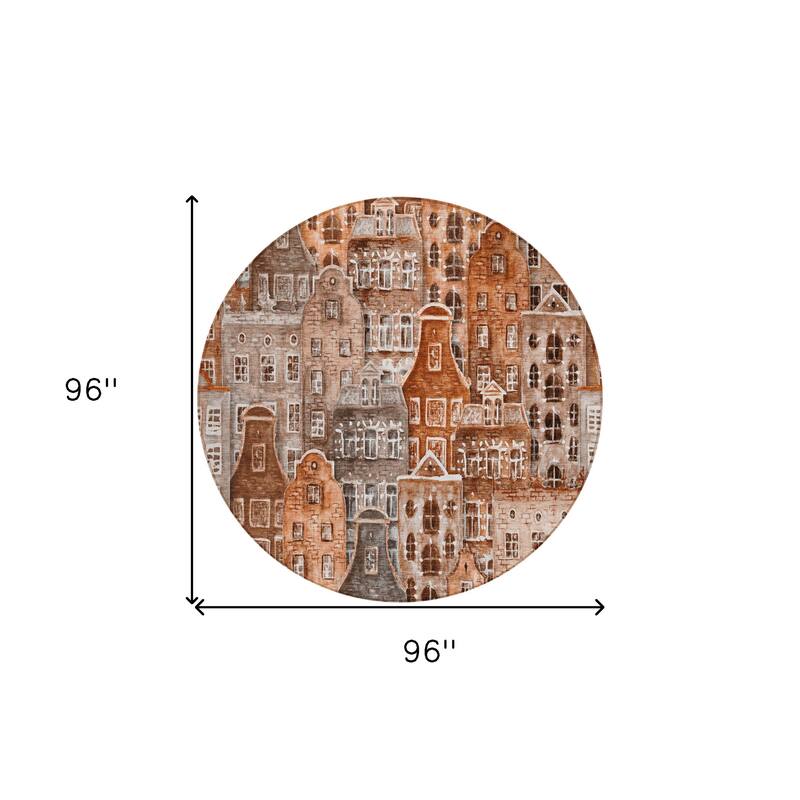 HomeRoots Village Houses Transitional Rectangle Outdoor Rug