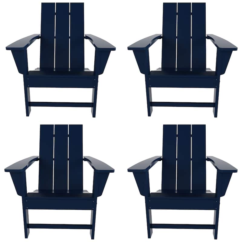 Polytrends Shoreside Modern Poly Folding Eco-Friendly All Weather Adirondack Chair (Set of 4)