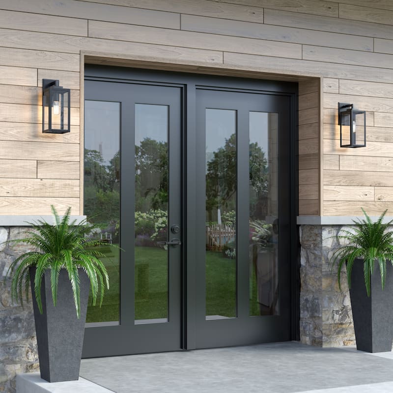 929 Lighting 1 Light Outdoor Wall Sconce with Clear Glass Shades - 13 Inch - Powder Coat Black