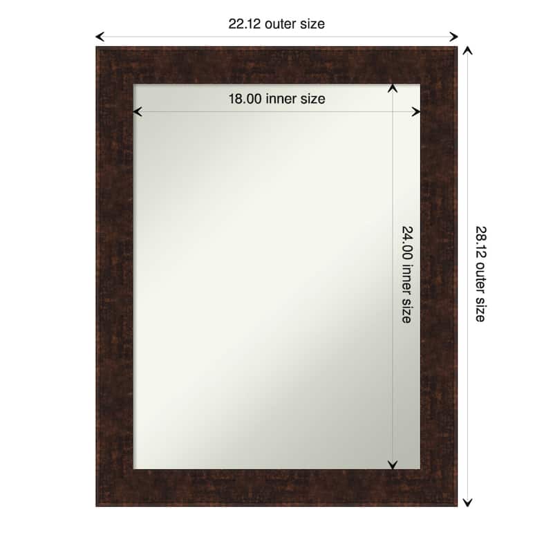 Non-Beveled Bathroom Wall Mirror - William Mottled Bronze Narrow Frame - 22 x 28 in - William Mottled Bronze Narrow