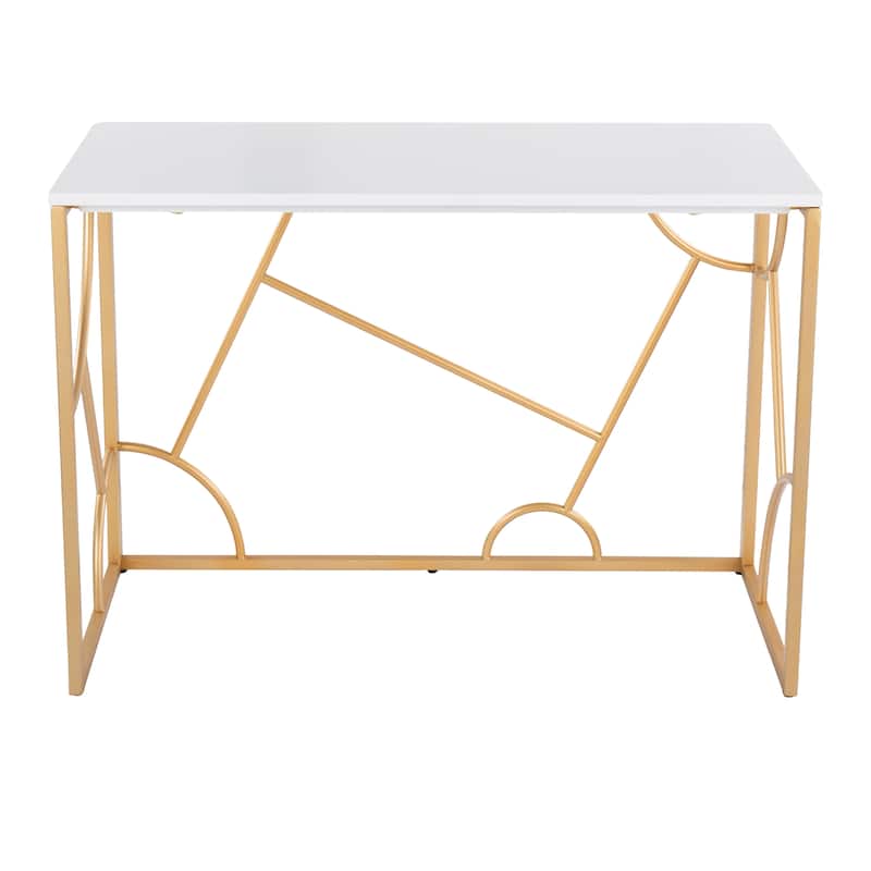 Silver Orchid Loretta Desk - White Wood/Gold Metal