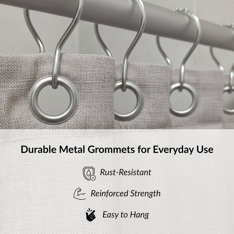 Extra Long Shower Curtain Taupe Linen Look 71 x 79 inches