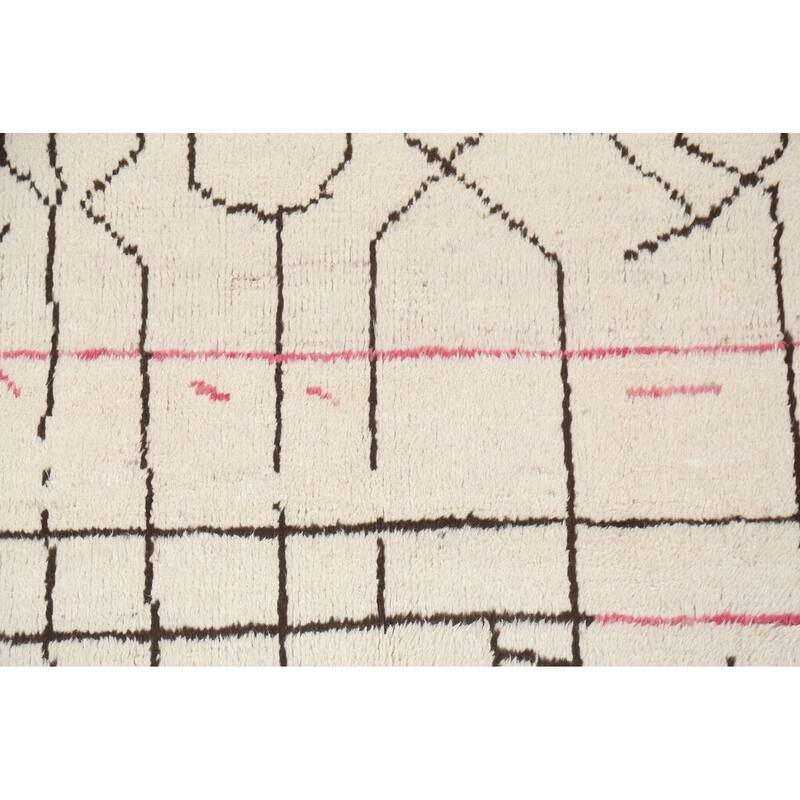 Tribal Contemporary Moroccan Wool Area Rug Hand-knotted Bedroom Carpet - 4'1" x 6'4"