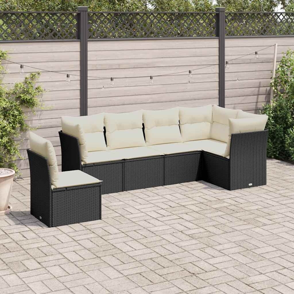 vidaXL Garden Sofa Set Black - 48.8 x 92.1 x 27.2
