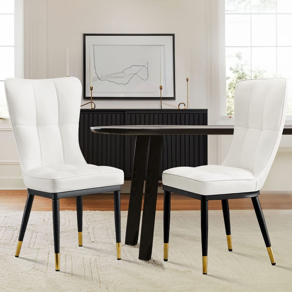 Upholstered Dining Chairs Set of 2 with Metal Legs