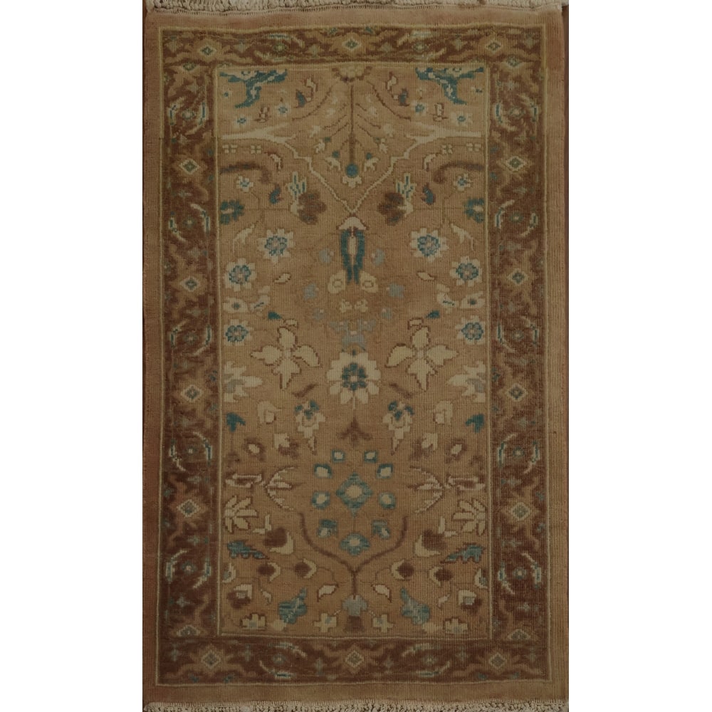 Hand Knotted Oriental 100% Wool Carpet Traditional All-Over Brown Ziegler Area Rug - 3' 1'' X 2' 0''
