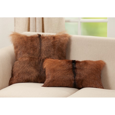 Goat Fur Poly-Filled Throw Pillow