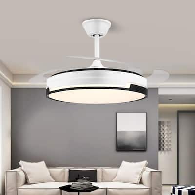 42" Retractable Ceiling Fan , Modern Ceiling Fans with Lights and Remote Control