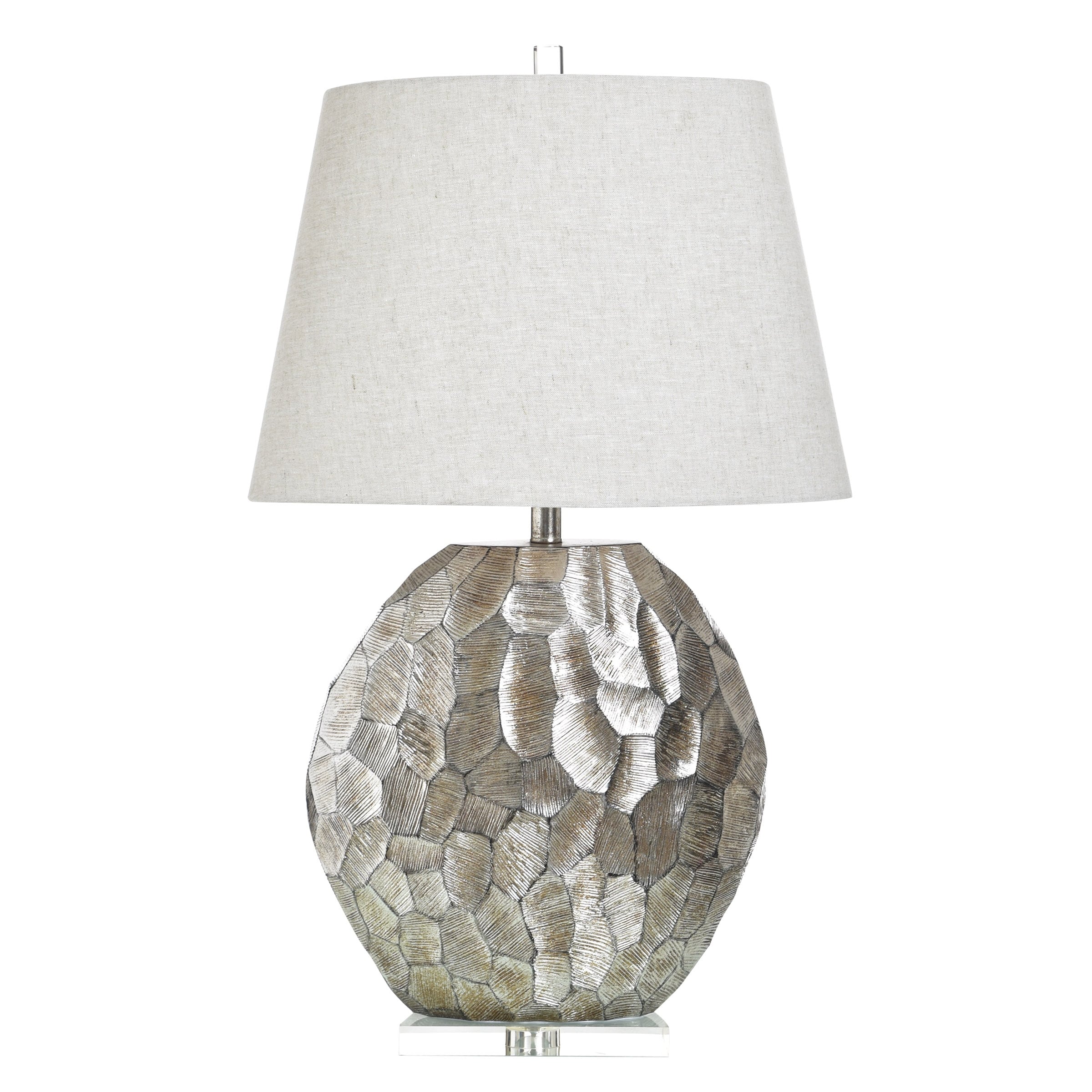 StyleCraft Poly Table Lamp - Eggie Silver - White Shade