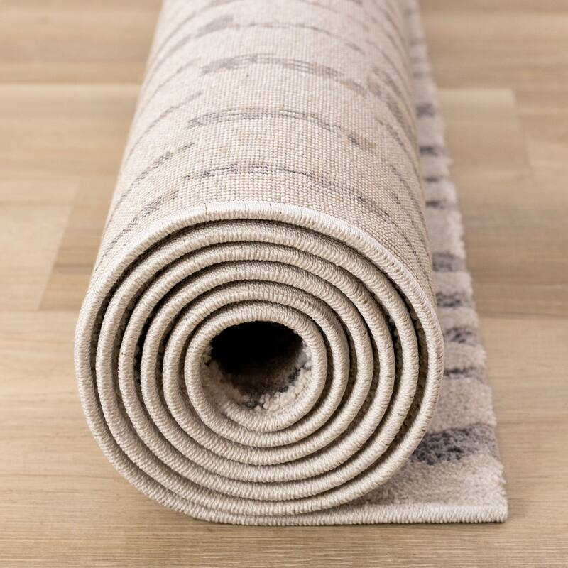 Grey Broken Stripes High Traffic Rug