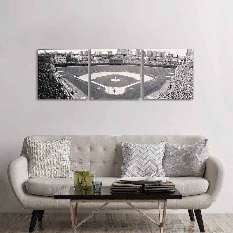 iCanvas "USA, Illinois, Chicago, Cubs, baseball IX" by Panoramic Images 3-Piece Canvas Wall Art Set - 24x72x1.5