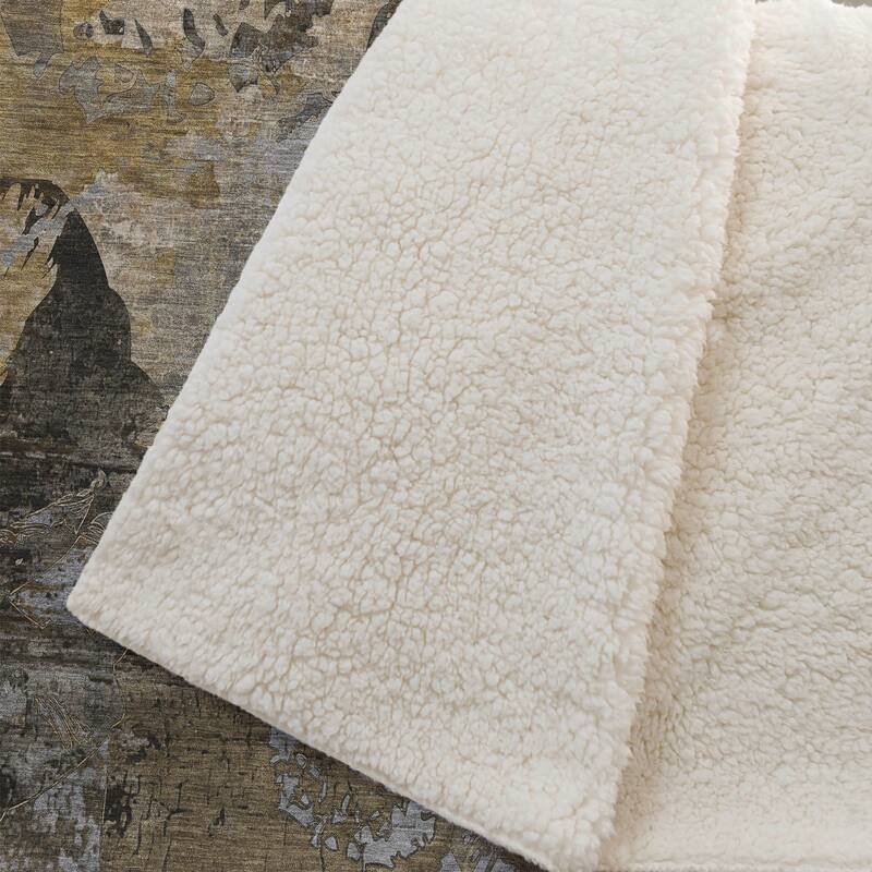 Premium Machine Washable Modern Floral Sherpa Throw Blanket