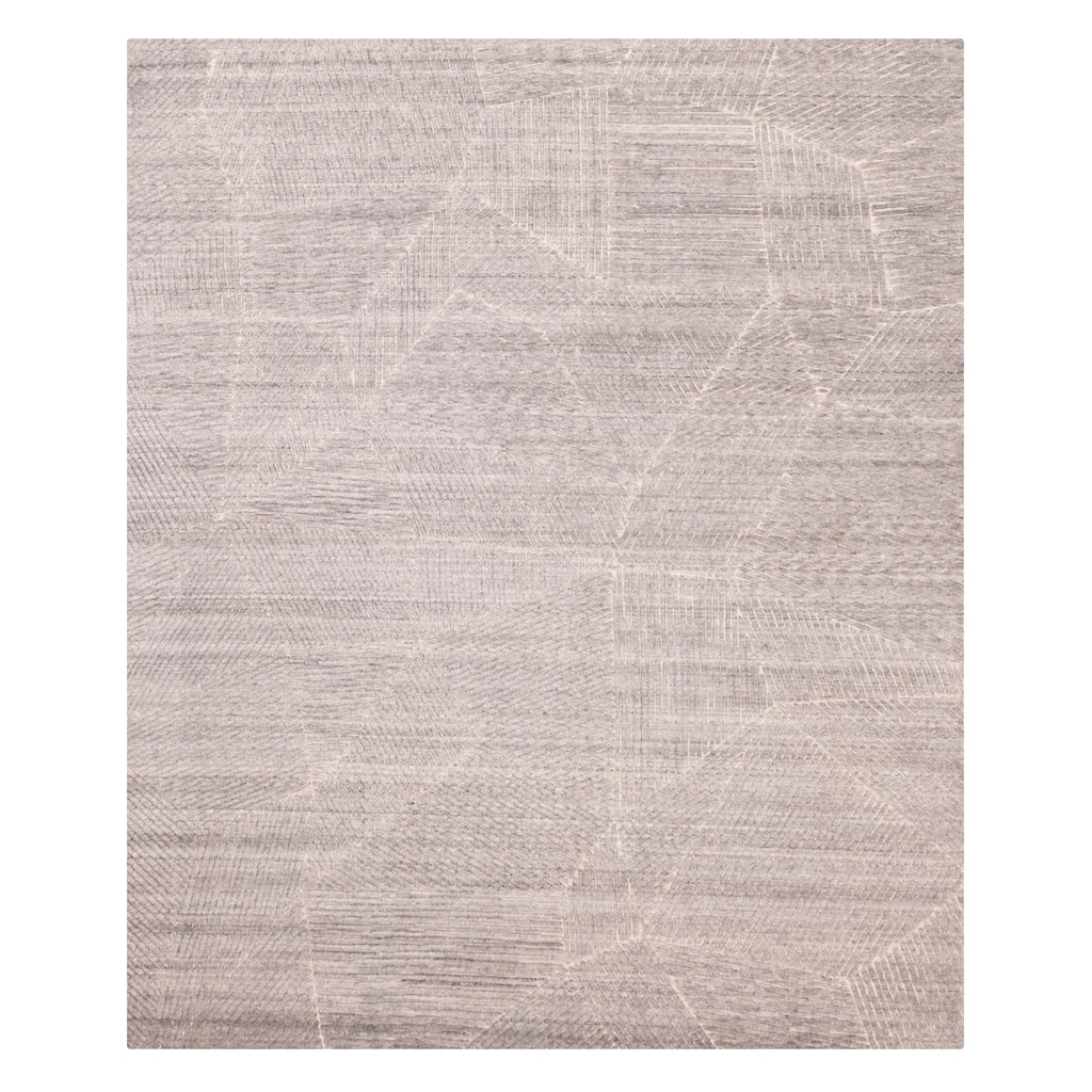 ECARPETGALLERY Hand Loomed Elysian Grey Wool Rug - 8'0 x 9'8