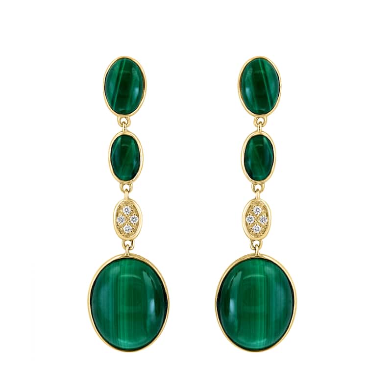 EFFY 14K Yellow Gold Diamond Malachite Earrings