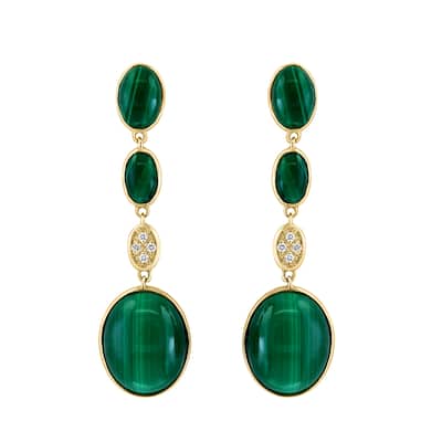 EFFY 14K Yellow Gold Diamond Malachite Earrings