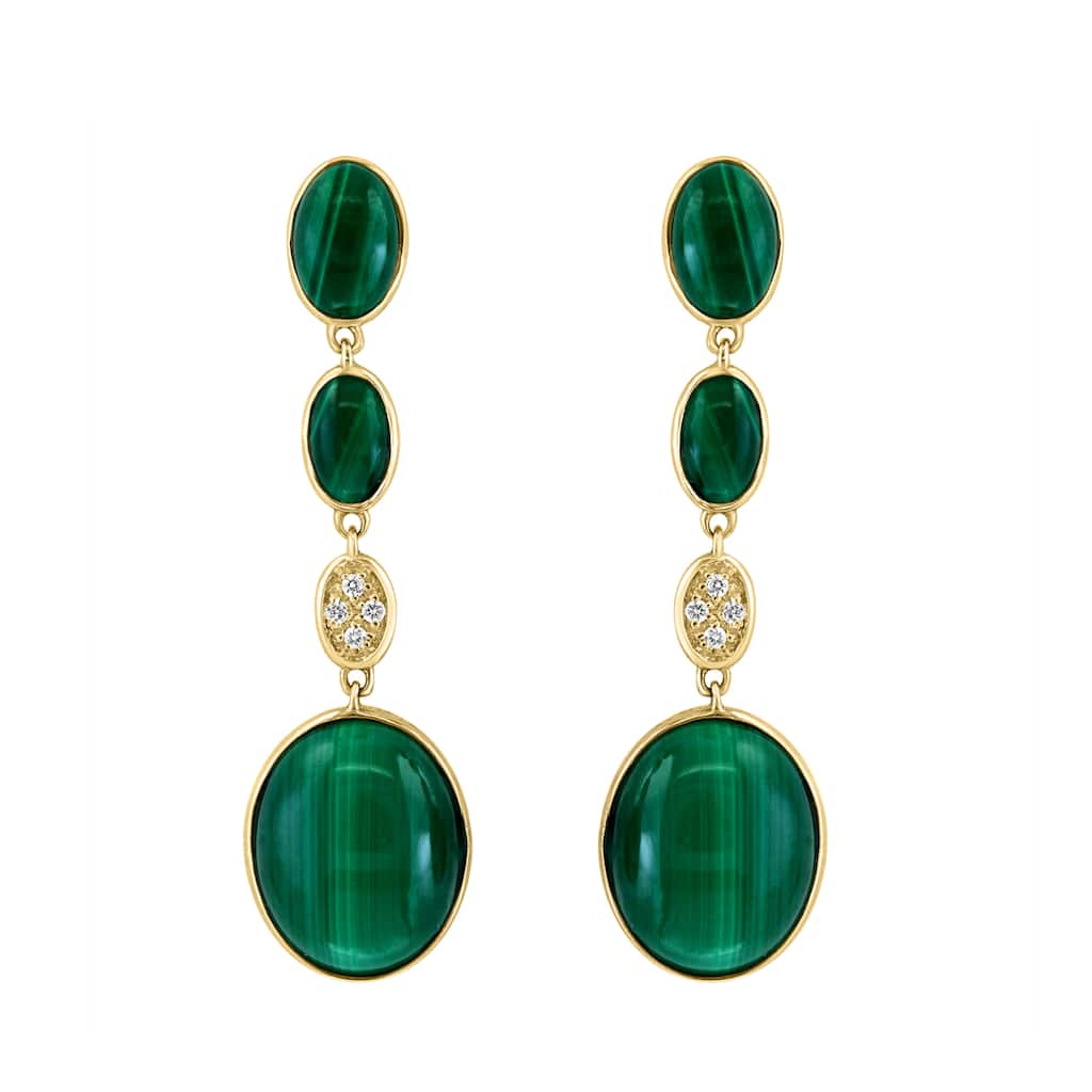 EFFY 14K Yellow Gold Diamond Malachite Earrings