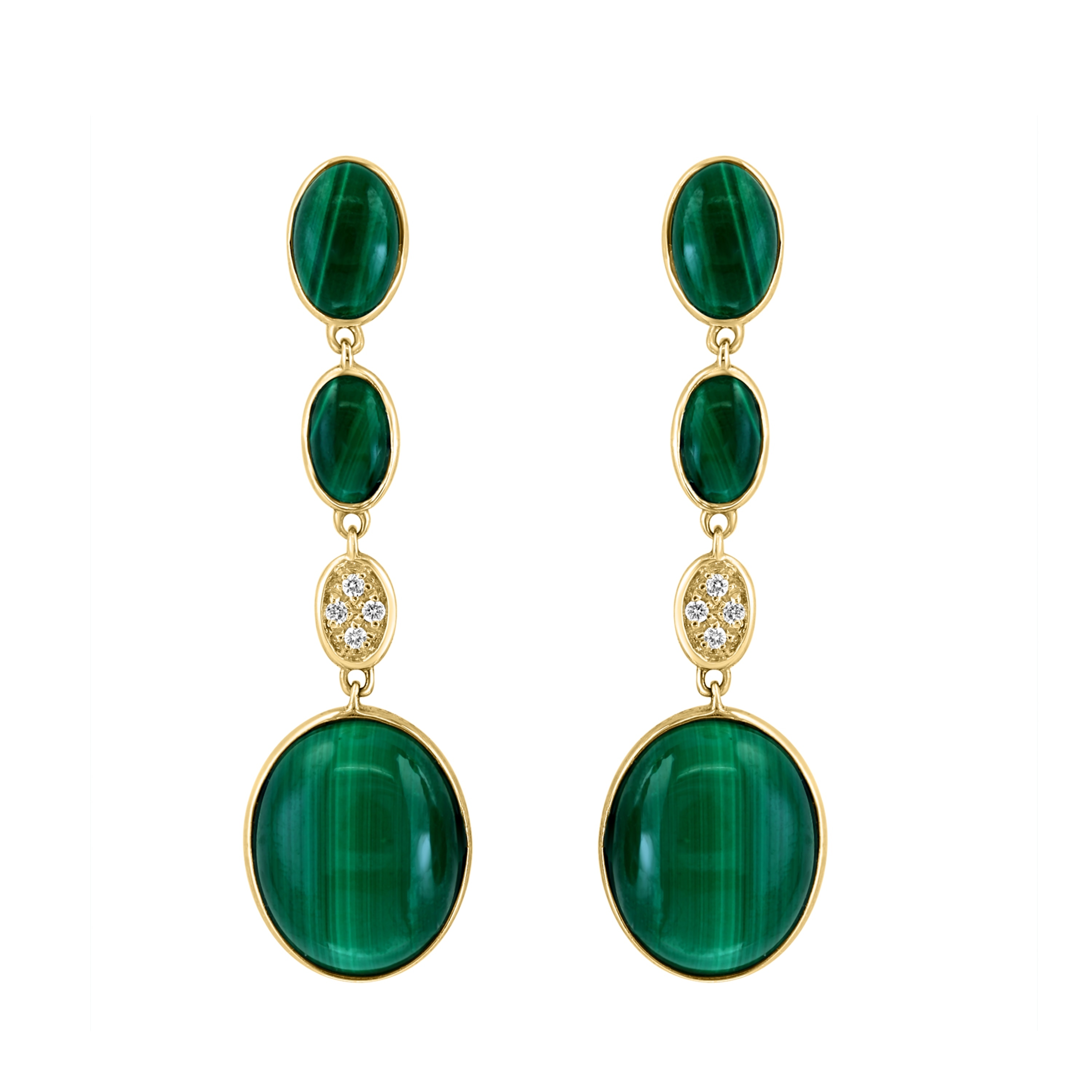 EFFY 14K Yellow Gold Diamond Malachite Earrings