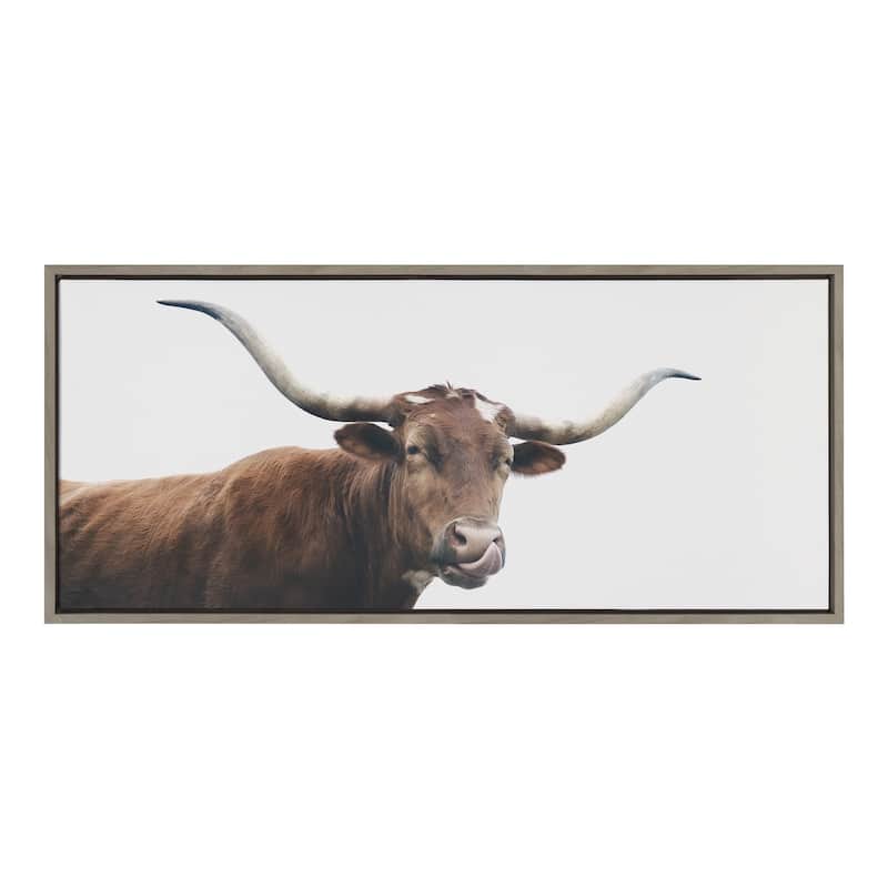 Kate and Laurel Sylvie Texas Cow Frame Canvas by Creative Bunch Studio