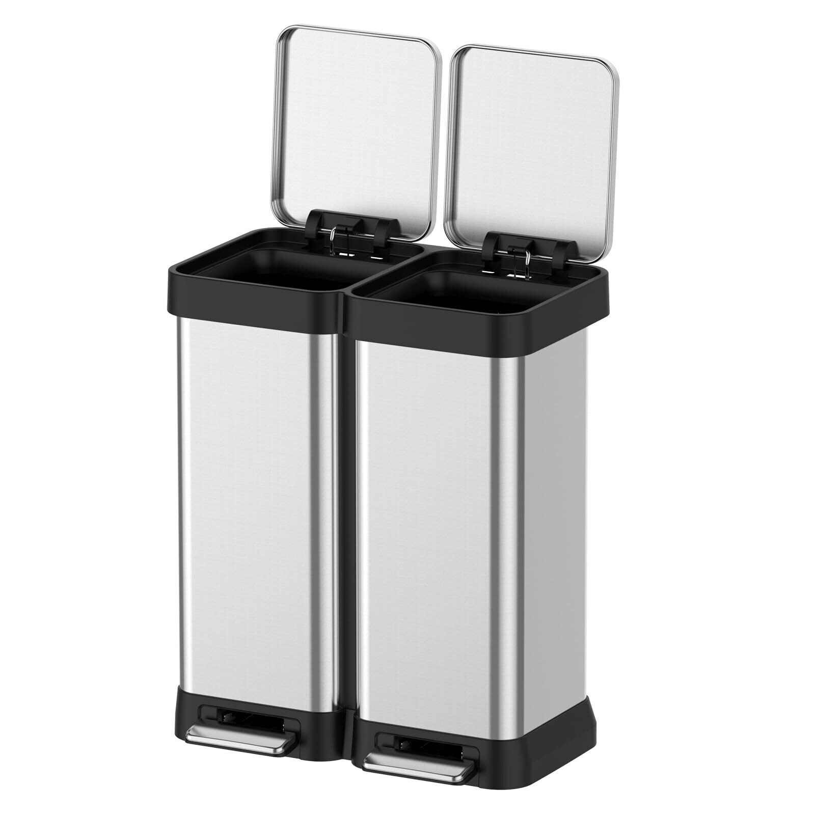 Large Capcity Dual Trash and Recycling Bin, Fingerprint