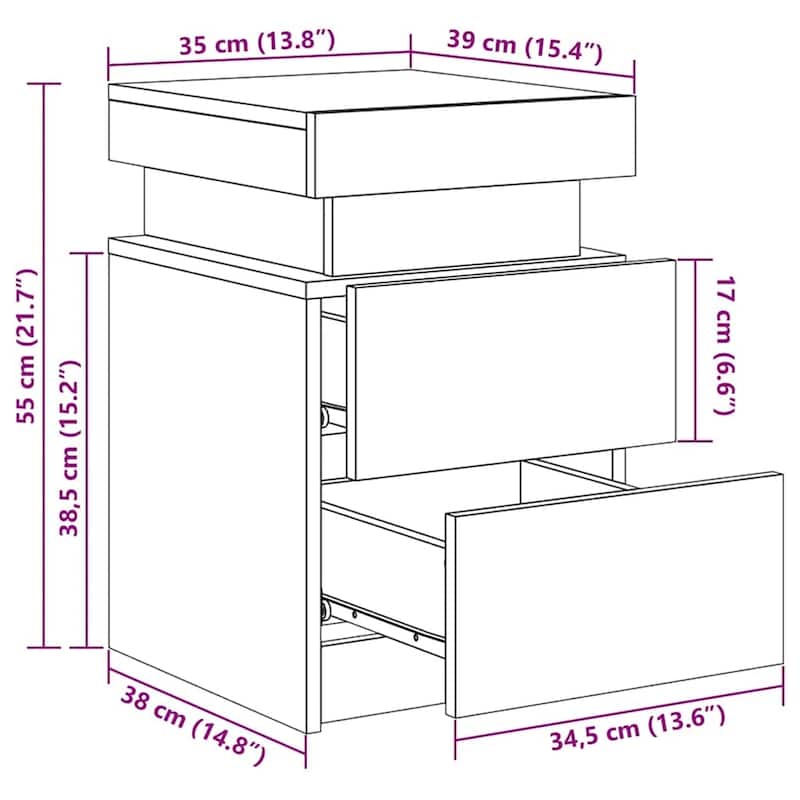 vidaXL Bedside Cabinet Engineered wood Standard Bedside Cabinet