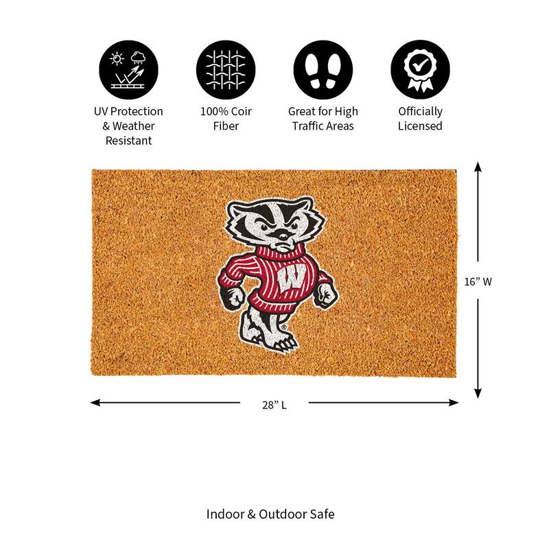 Coir Door Mat, 16"x 28", University of Wisconsin-Madison - 28" x 16"