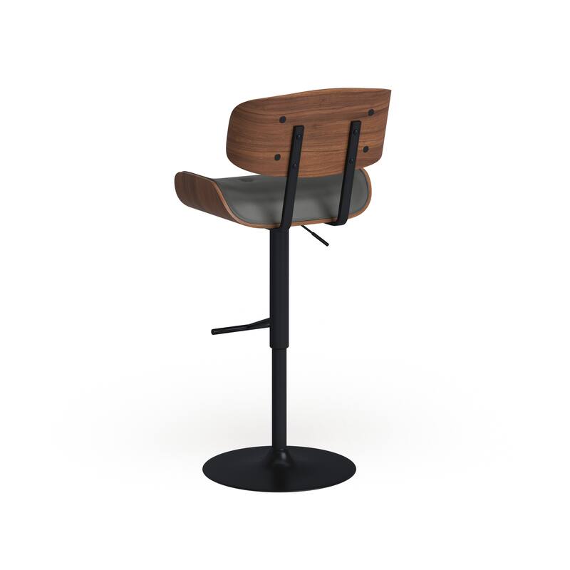 Carson Carrington Leksand Mid-Century Modern Adjustable Bar Stool with Walnut Wood Accents