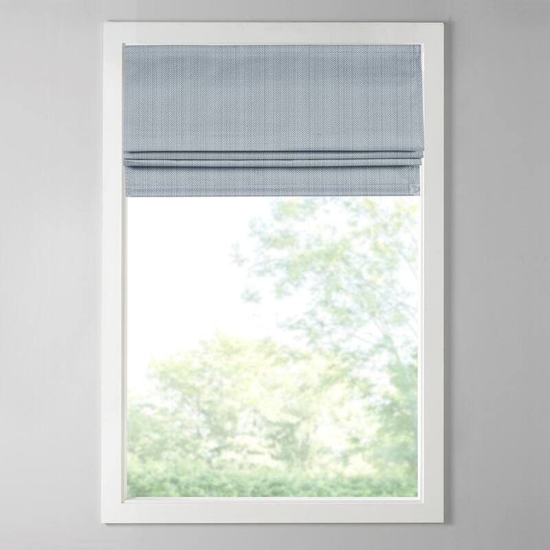 Basketweave Room Darkening Cordless Shade - Blue
