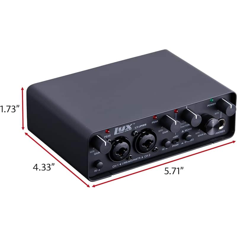 LyxJam 2x2 USB Audio Interface with ASIO Driver, Creative Studio Software Bundle & Accessories