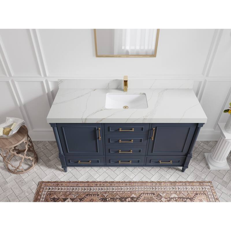 Willow Collections 60 in. W x 22 in. D Aberdeen Single Bowl Sink Bathroom Vanity with Countertop