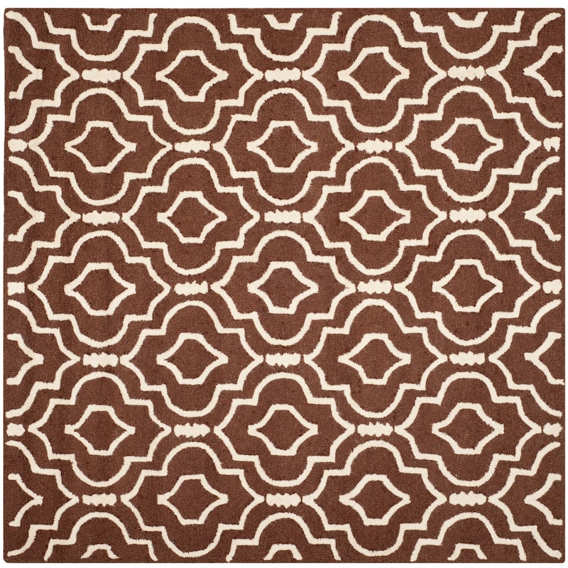 SAFAVIEH Handmade Cambridge Smaragda Modern Wool Rug - 8' Square - Dark Brown/Ivory