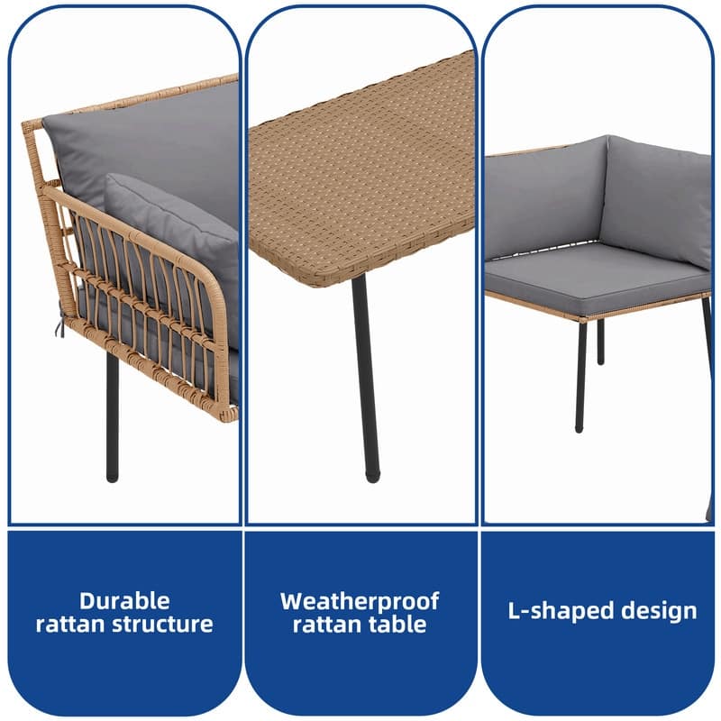 Moasis Outdoor Patio All-Weather Wicker Loveseat/Bistro Set/Sectional Sofa with Cushions and Lumbar Pillows