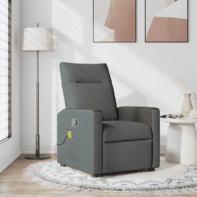 vidaXL Massage Recliner Chair Dark Grey Fabric