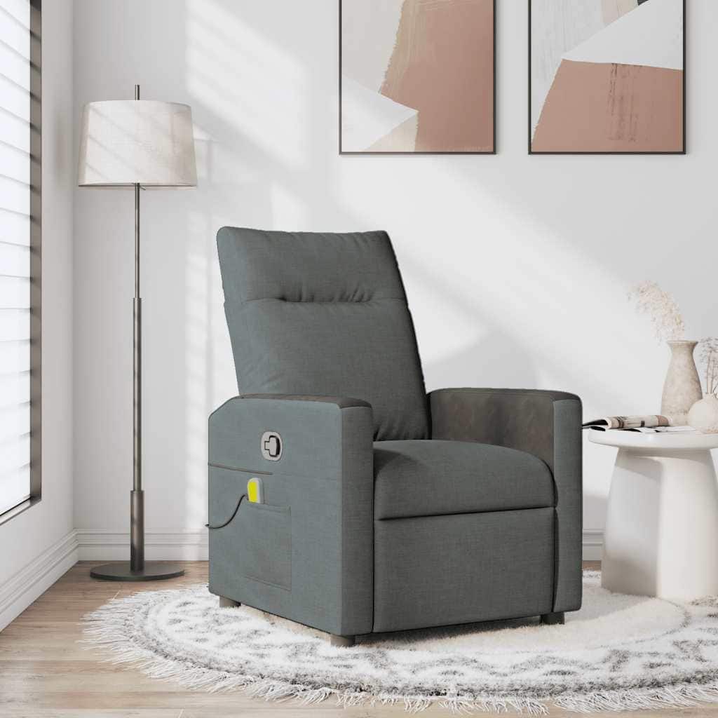 vidaXL Massage Recliner Chair Dark Grey Fabric