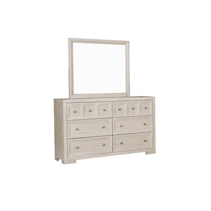 Kizie 5pc Queen Bedroom Set, 2 Nightstands, Dresser Mirror, Beige Wood