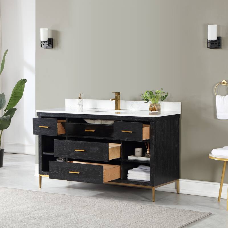 Altair Kesia Bathroom Vanity with White Composite Stone Top without Mirror